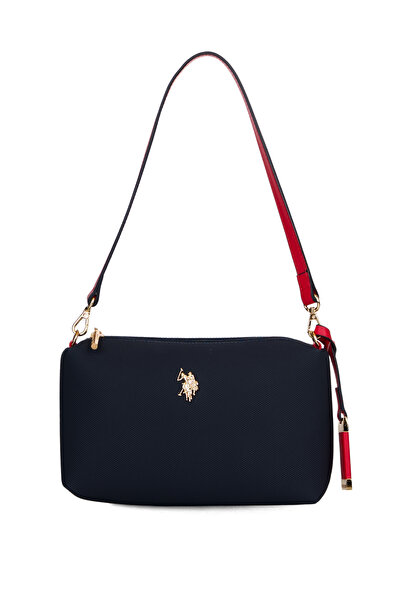 U.S. Polo Assn. حقيبة كتف نسائية باللونين الأزرق الداكن والأحمر US26274