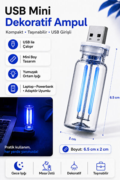 Neo Vista USB LED Gece Lambası Mavi Işık Dokunmatik Mini Taşınabilir USB Lamba