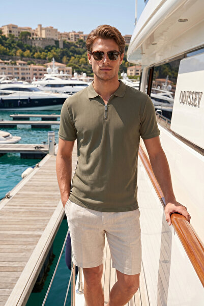Buratti Pamuklu Regular Fit Fermuarlı Polo Yaka T Shirt Erkek POLO YAKA T SHİ...