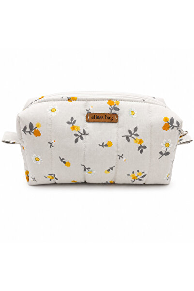 Elisss Design Women's Floral Patterned Makeup Bag - Fluffy Bag Organizer, Ski...