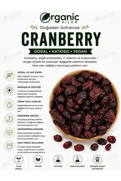Organic Kiler Natural Turnip Food (Cranberry) 100 Gr |   Antioxidant Rich Dried Fruit