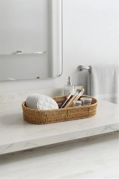 Bayev Favorite 9177 Rattan Long Basket - Multi-Purpose Decorative Woven Wicke...