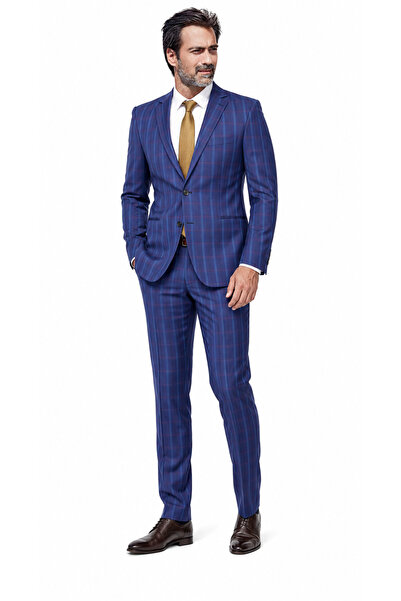 FABIO CASSEL Ekose Slim Fit Erkek Takım Elbise – Premium Kumaş, Modern Kalıp