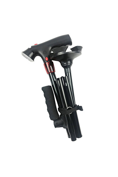 Choice black Collapsible Telescopic Folding Cane Elder Cane LED Walking Trust...