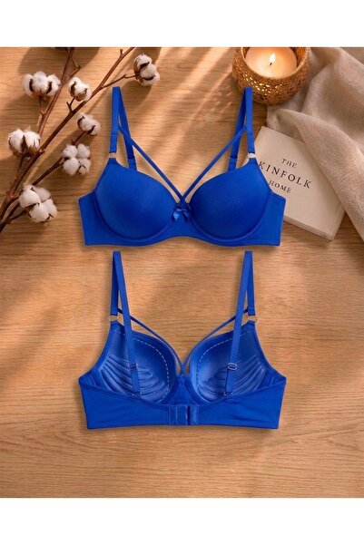 Lavint Homewear Double Push-Up Supported Underwire Drawstring Micro Silicone ...