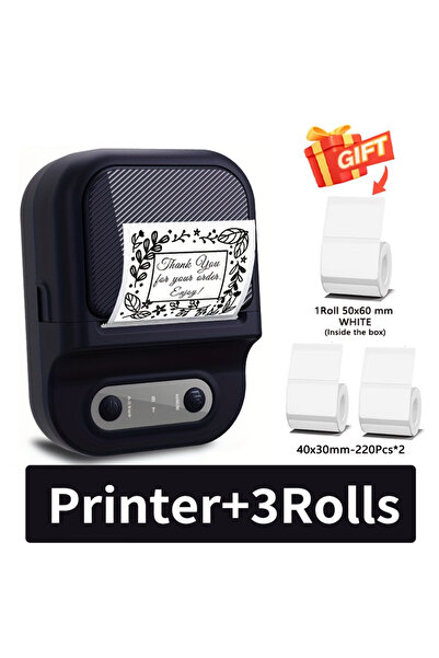 Choice4 Black Add 3Rolls Portable Label Printer Mini Thermal Printe Self-adhe...