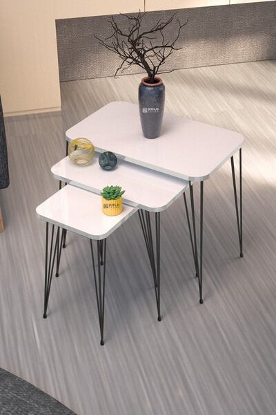 GOLDFALEZ Zigon Sehpa Kr Beyaz Tel
