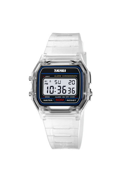 Skmei White 2056 Transparent TPU Strap Ladies Wristwatch Shockproof Back Ligh...