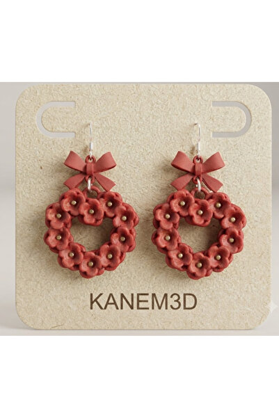 Kanem3D Red Bouquet Earrings - Women's Minimalist & Lightweight Design Earrings