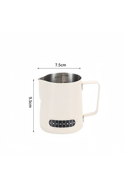 Choice1 350ml Beige Coffee Milk Frother Jug Temperature Sensing Patch Stainle...