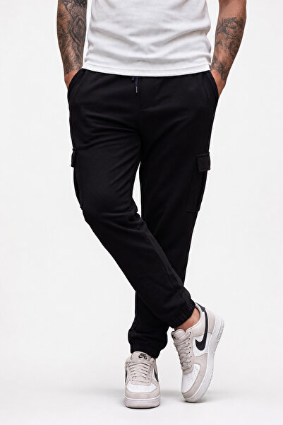 Starbattal Large Size Men's Plain Commando Sweatpants 22520 Black