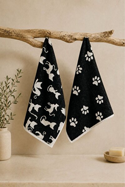 Modamina Set of 2 100% Cotton Patterned Hand, Face, and Head Towels |   50X70...