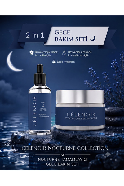 Celenoir Göz Çevresi Kremi ve Gece Serumu Seti, Tamamlayıcı Bakım, Yoğun Neml...
