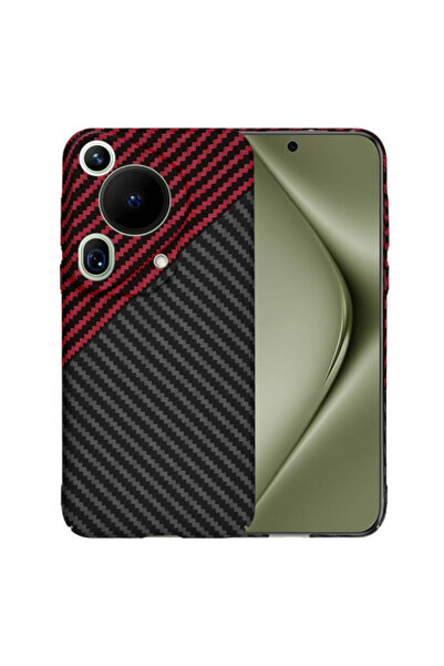 Huawei Husa pentru Pura 70 Ultra, Techsuit, Carbonite FiberShell, Neagra Rosie