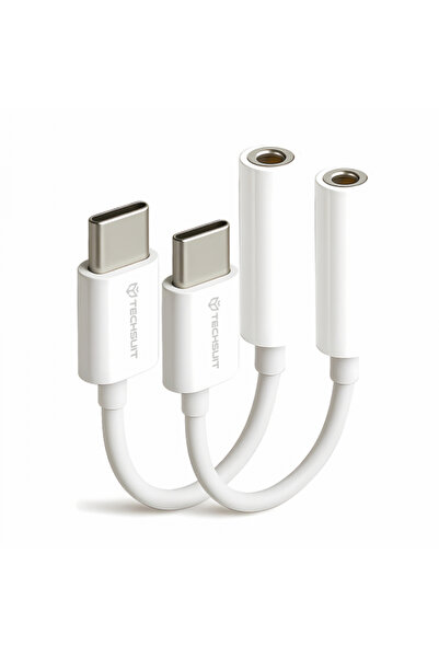 Techsuit Adaptor Audio USB-C - 3.5mm AC18 MusicBox, Alb, Set 2 bucati