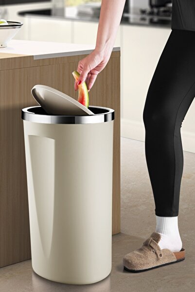 Prima Nova Lenox 35 Lt Döner Kapaklı Banyo Mutfak Ofis Çöp Kovası Bej