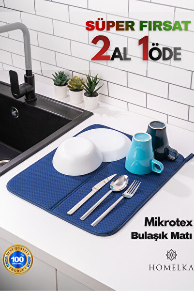 HOMELKA Mikrotex Bulaşık Matı Süper Emici Bulaşık Kurutma Matı 45x36cm Tezgah...