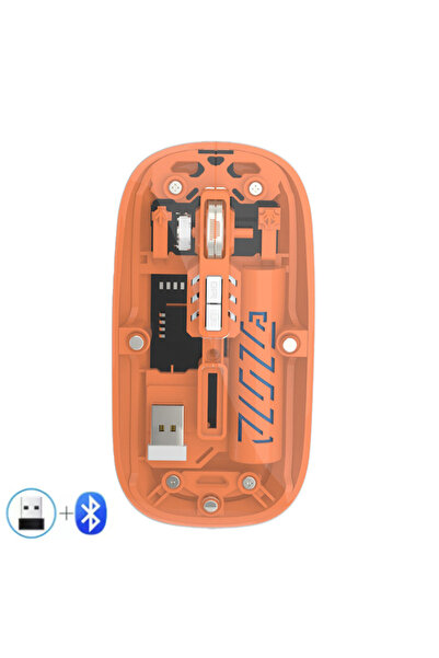 Choice5 ماوس لاسلكي شفاف من Orange Warvank T1، ثنائي الوضع، 2.4G، متوافق مع ا...