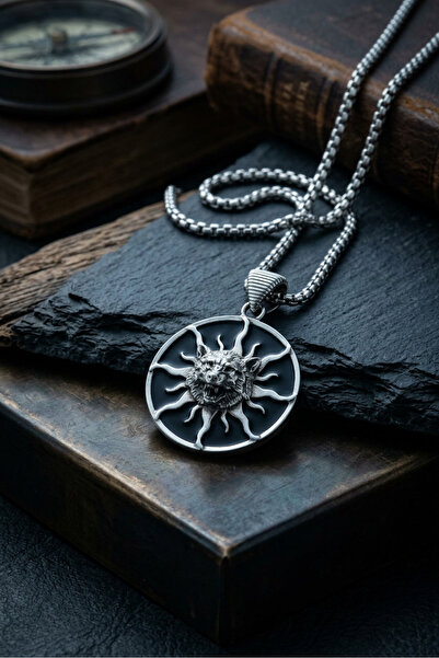 Begondio Wolf Sun God Handcrafted Stainless Steel Chain Men's Necklace