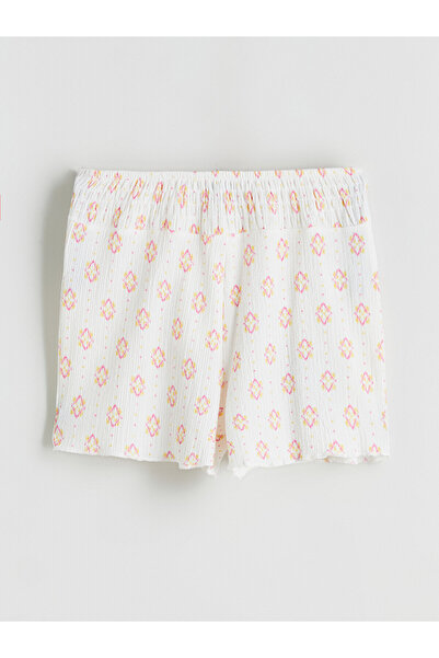 LC Waikiki Two Mt Shop Quality Lcw Kids Ecru Elastic Waist Girls' Shorts