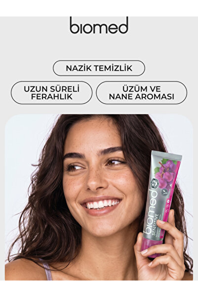 Biomed Sensitive Kırmızı Üzüm Ve Nane Tadında Diş Macunu( Doğal Bitkisel Vegan Florürsüz ) 100 gr
