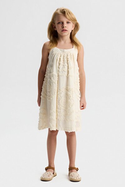 nk kids Nk Girl's Strappy Embossed Textured Dress 4-8 Years Old Cream