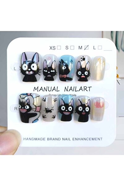 Choice1 Style 1-S 10Pcs Girls Naughty Cute Pet Fake Nails Full Cover Detachab...
