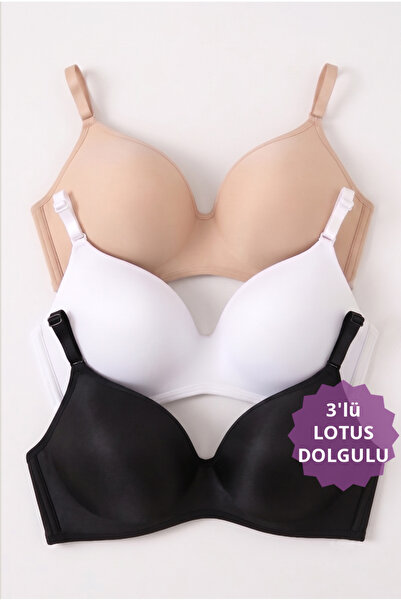 CHOCHO Kadın Lotus Dolgulu Telsiz Toparlayıcı 3'lü Sütyen Takımı