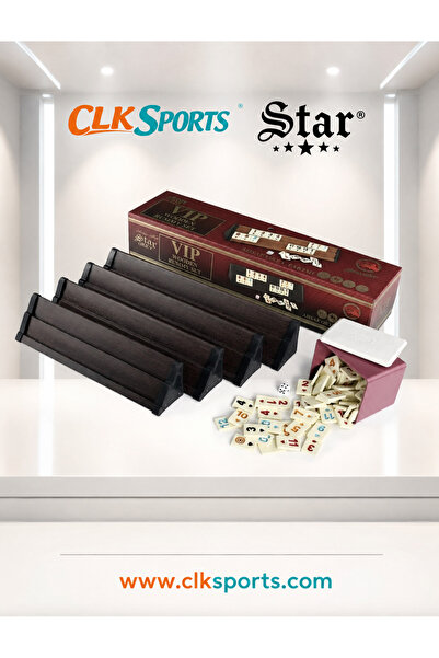 Star Vip Wooden Okey Set - Dark Brown Color