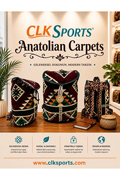 CLK SPORTS Anatolian Carpet Hand Made Design Sırt Çantası - Heybe Çanta