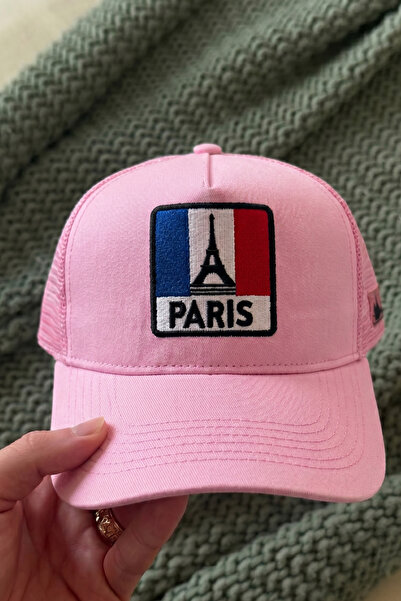 All citys Paris Eiffel Tower and Flag Embroidery Detailed Mesh Trucker Hat