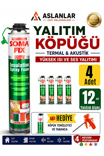 Somafix Poliüretan Termal Isı Ve Ses Yalıtım Sprey Köpük (4 ADET)