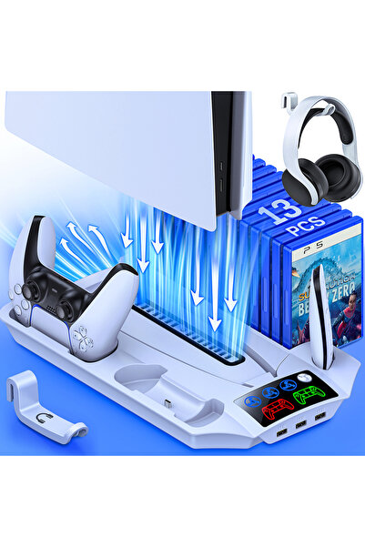 Choice مروحة تبريد BEBONCOOL Q254 بثلاثة أوضاع إضاءة LED لجهاز PS5، مع قاعدة ...