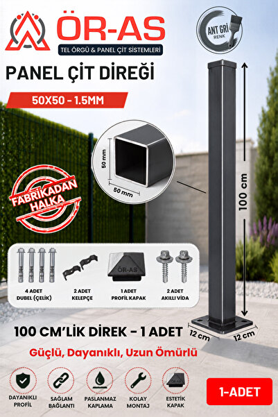 ÖR-AS TEL ÖRGÜ & PANEL ÇİT SİSTEMLERİ Panel Çit Direği Aksesuarlı-(-100cm-)Re...