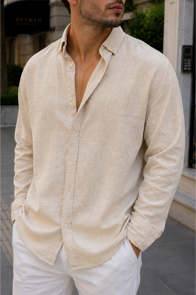 Quafash Men's Oversize Linen Look Shirt