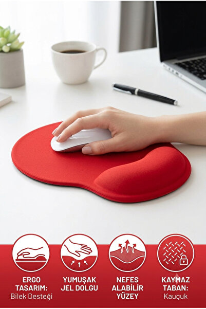 Ankaflex Bilek Destekli Mauseped Bilgisayar Mause Ped Kırmızı Mousepad Mause ...