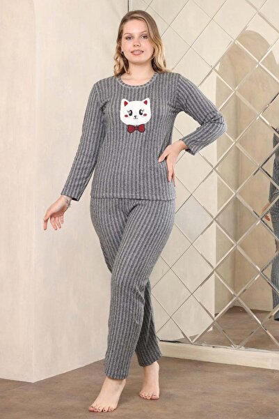 Fulla Moda Set de pijamale cu mânecă lungă, cu decolteu rotund și broderie cu...