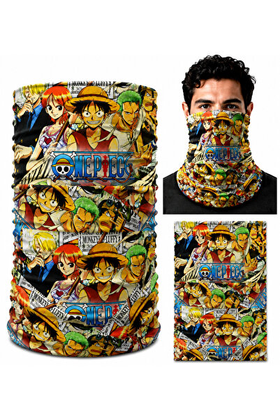 FG KONNİCHİWA One Piece Printed Bandana Anime Face Mask and Neck Gaiter and D...