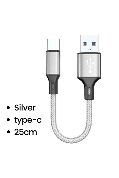 Choice 0.25m Silver Type c 0.25M Short Cable Micro USB Cables Type C Data Cor...