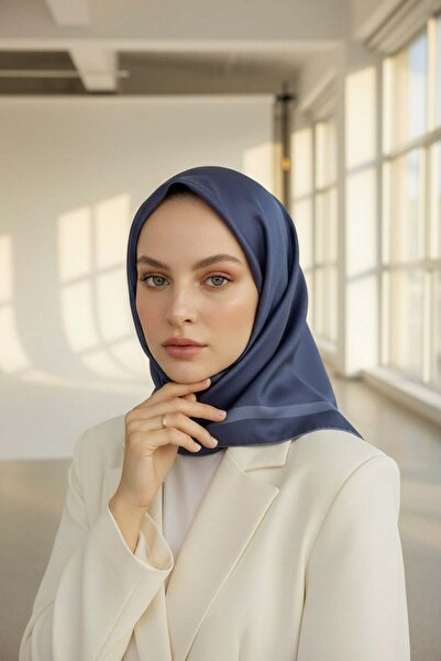 Vissona 100% Twill İpek Düz Renk Bordür Desenli Gri Renkli Daha Tok Exclusive...
