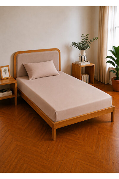 Bella Maison 100% Cotton Satin Supreme Basic Single Fitted Sheet Mink (100X20...