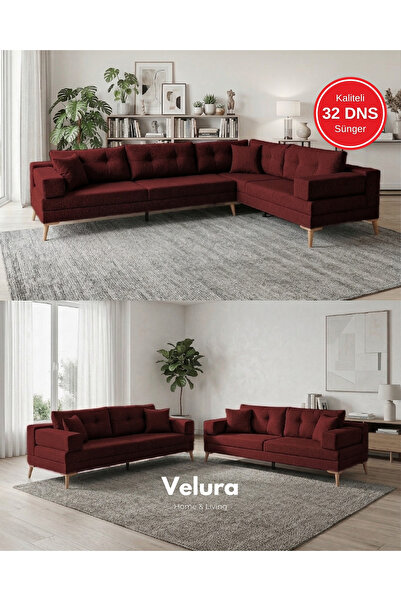 Velura Home & Living Zeri (Pufsuz) Yataklı Puzzle Modüler Köşe Koltuk Takımı ...