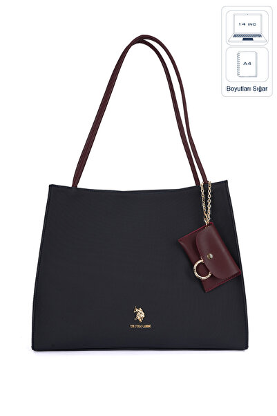 U.S. Polo Assn. حقيبة كتف نسائية باللون الأزرق الداكن والأحمر الداكن US26661