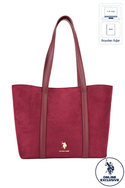 U.S. Polo Assn. حقيبة كتف نسائية باللون الأحمر الداكن US26804 حصرية عبر الإنترنت