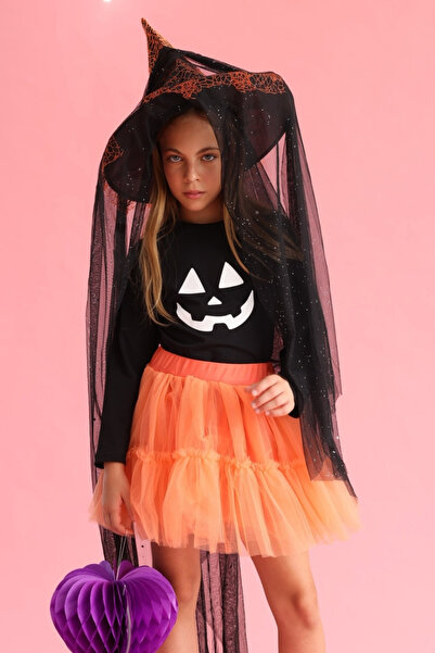 Le Mabelle Black Mesh Detailed Children's Halloween Witch Hat