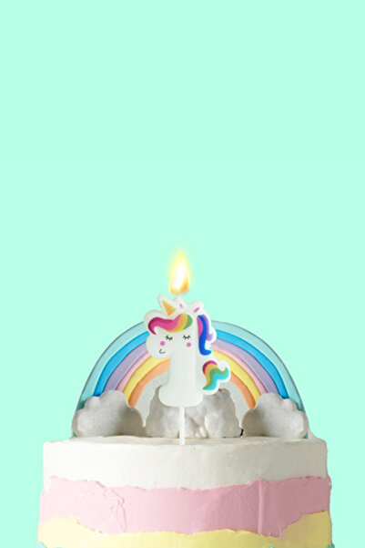 Le Mabelle Beyaz 1 Rakamı Unicorn Figür Parti Mumu