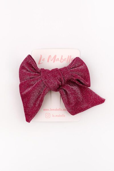 Le Mabelle Fuchsia Glittery Bow Girl's Clip Buckle