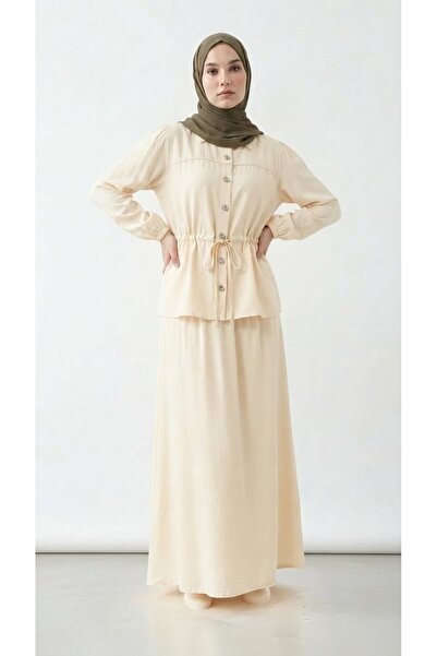 NURSİDA Strawberry Fabric Two-Piece Set Tunic Skirt