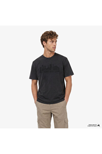 KARL KANI تي شيرت أسود للرجال من Signature Skyline Washed Boxy