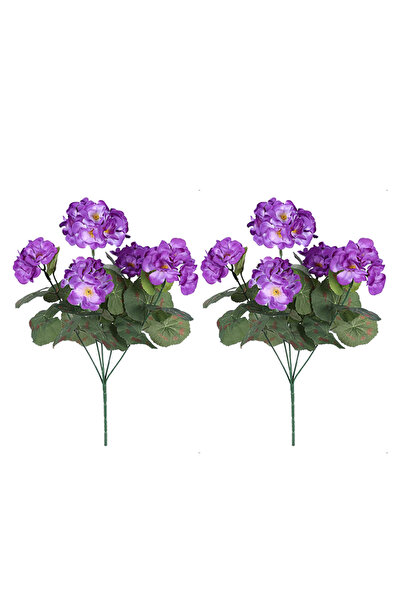 choice2 2pcs purple 2/4pcs Artificial Flowers Faux Geranium UV Resistant Fake...